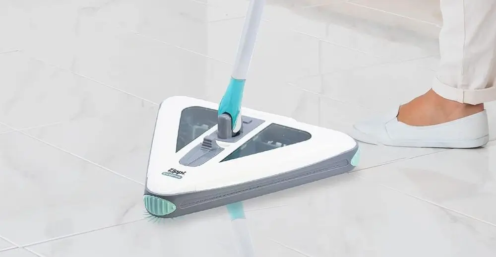 White Steamer Mop On Tiles