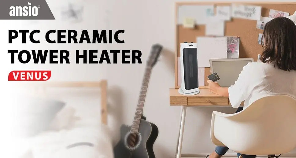 Ansio Oscillating Fan Heater In White