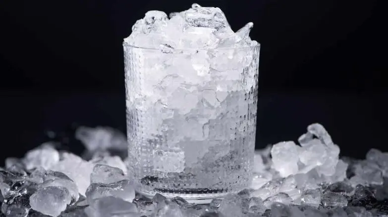 Crushed White Ice In Glass