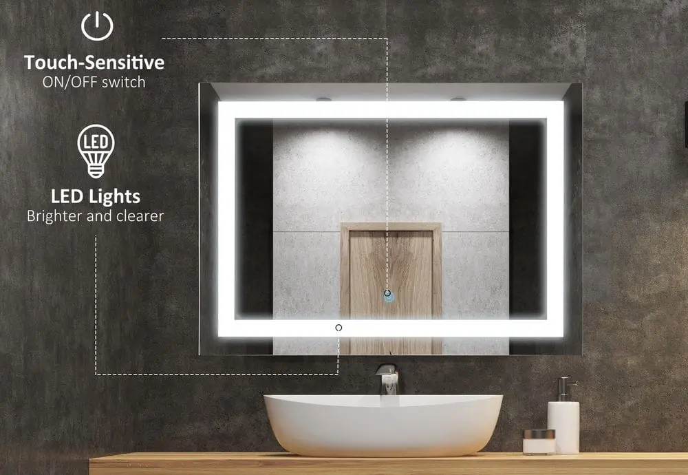 Bright LED Bath Mirror Square Style