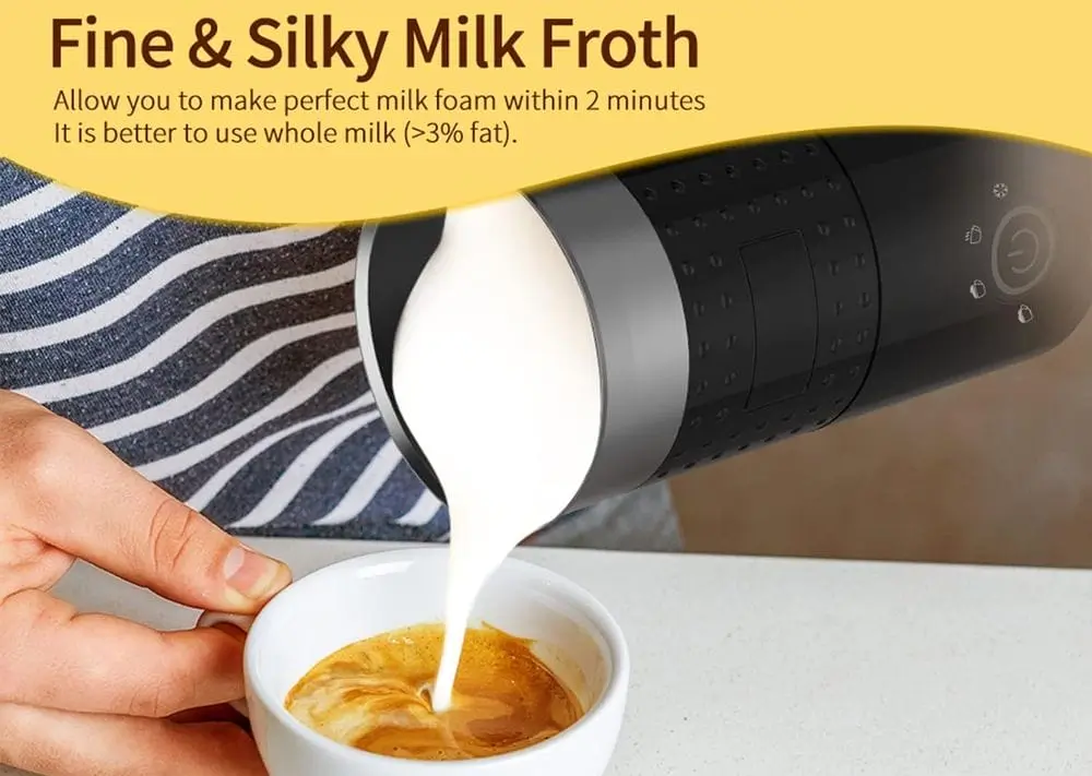 Rafow Milk Frother In Kitchen Pouring Out