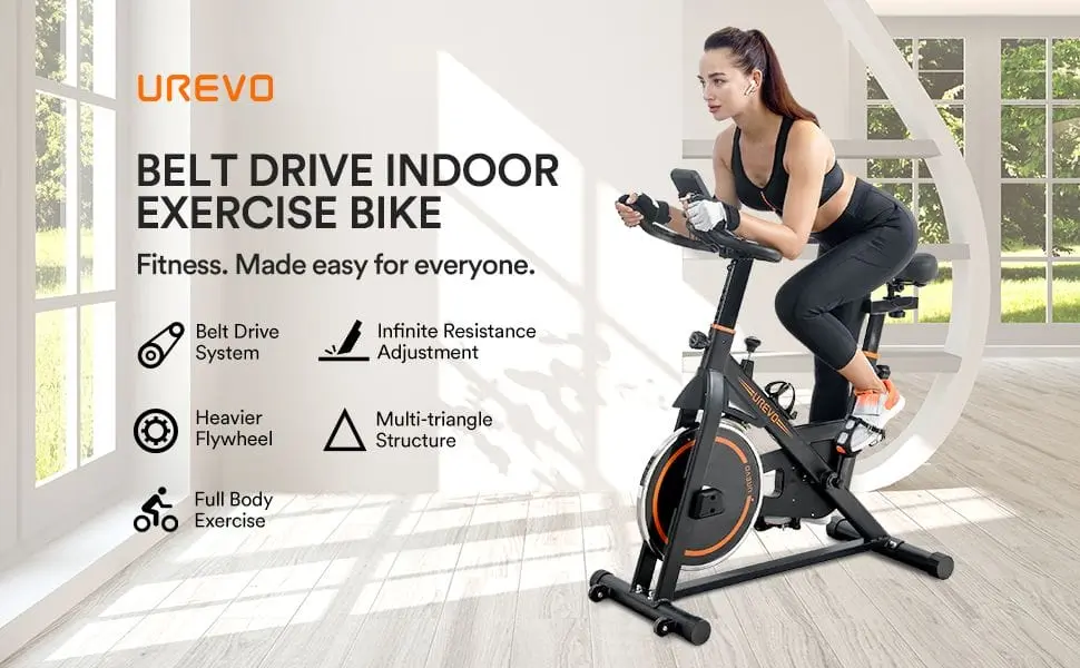 Urevo Indoor Exercise Bike Belt Driven