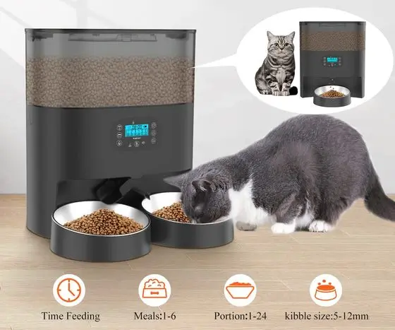 WellToBe Dispenser Cat Feeder x2 Bowls