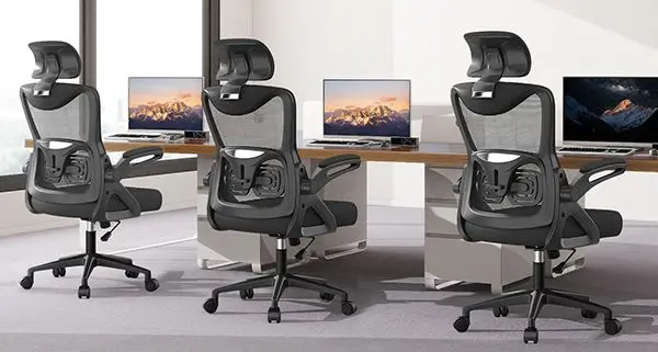 3 Black Computer Chairs