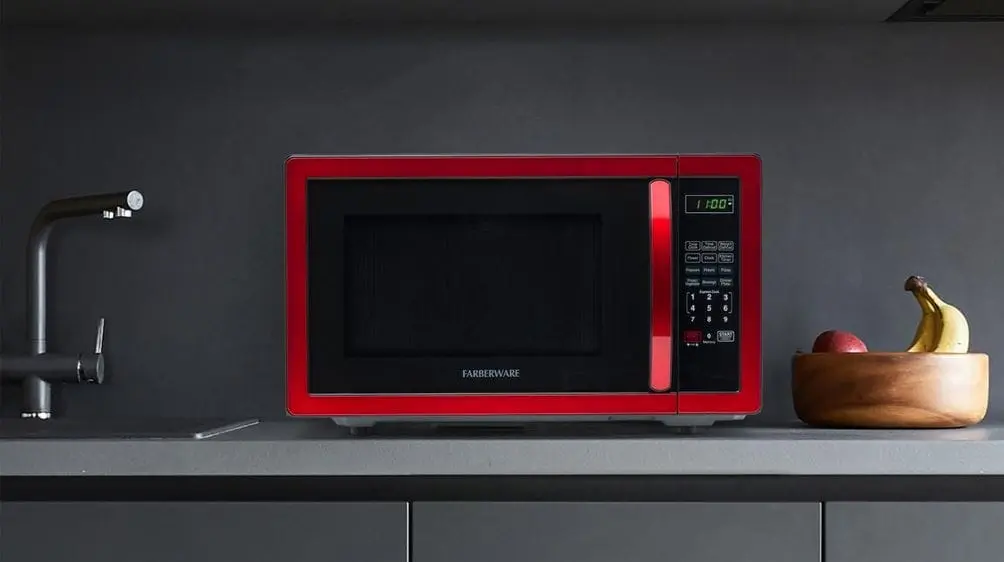 Red Microwave Oven In Kitchen