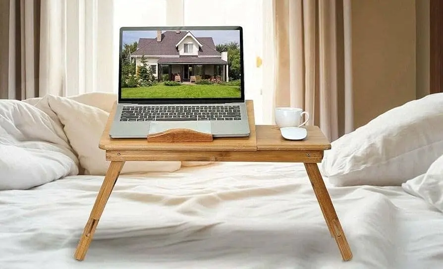 Wooden Laptop Stand Table On Bed