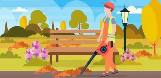 Leaf Blower Man Vector In Green