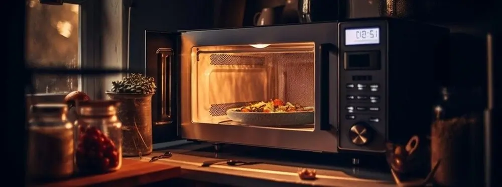 Silver SOLO Microwave Oven On Shelf