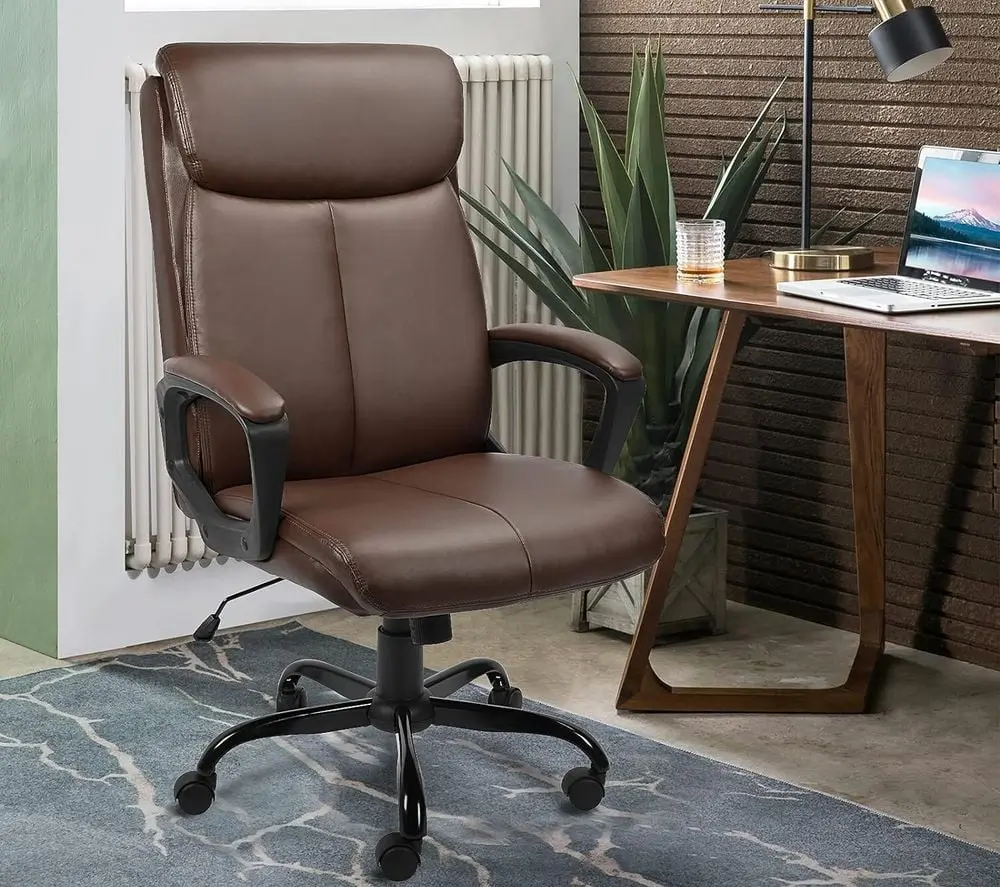 Brown BaseTBL Swivel Desk Chairs On Wood