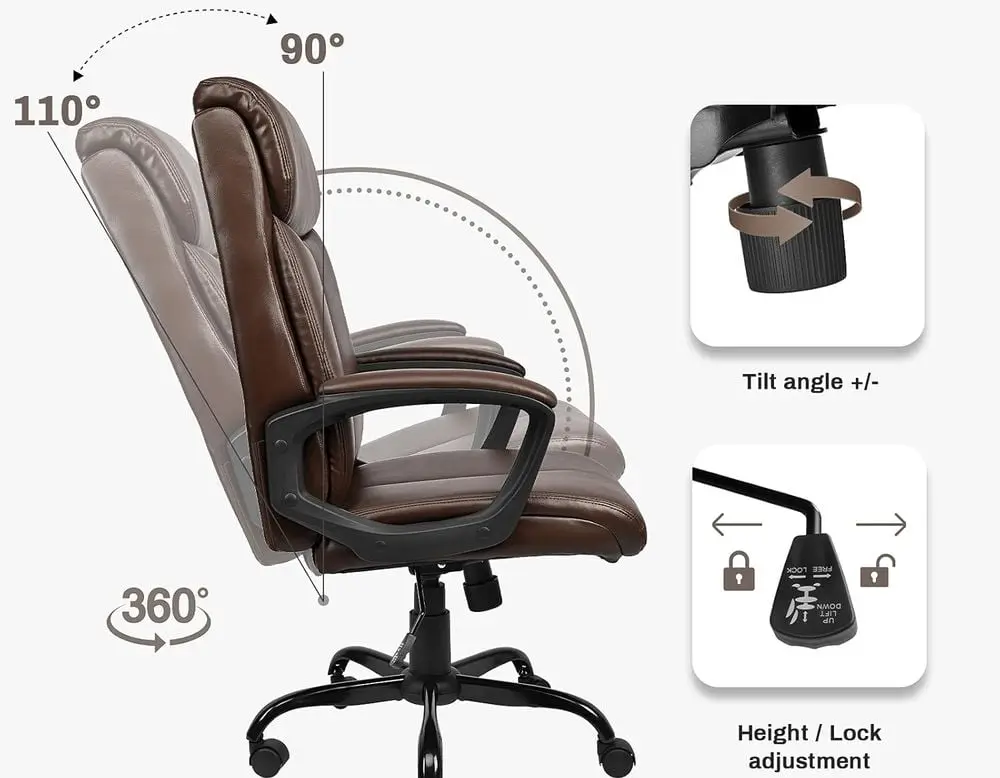 Brown BaseTBL Swivel Desk Chair 36 Degrees