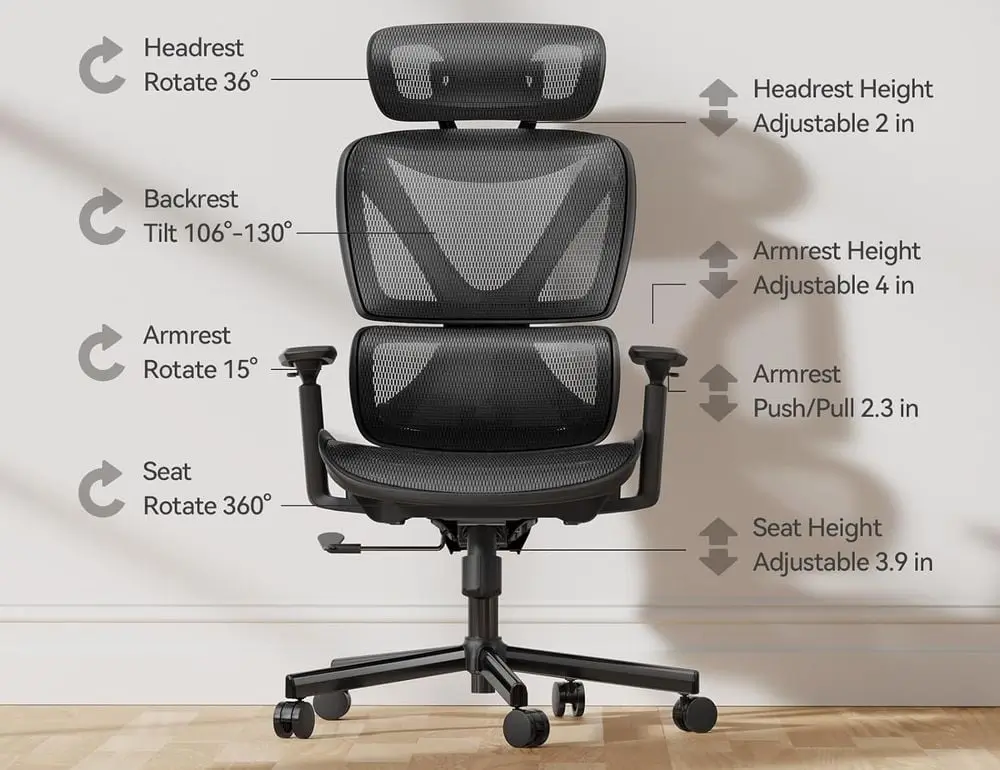 Noblewell High Back Office Chair In Black