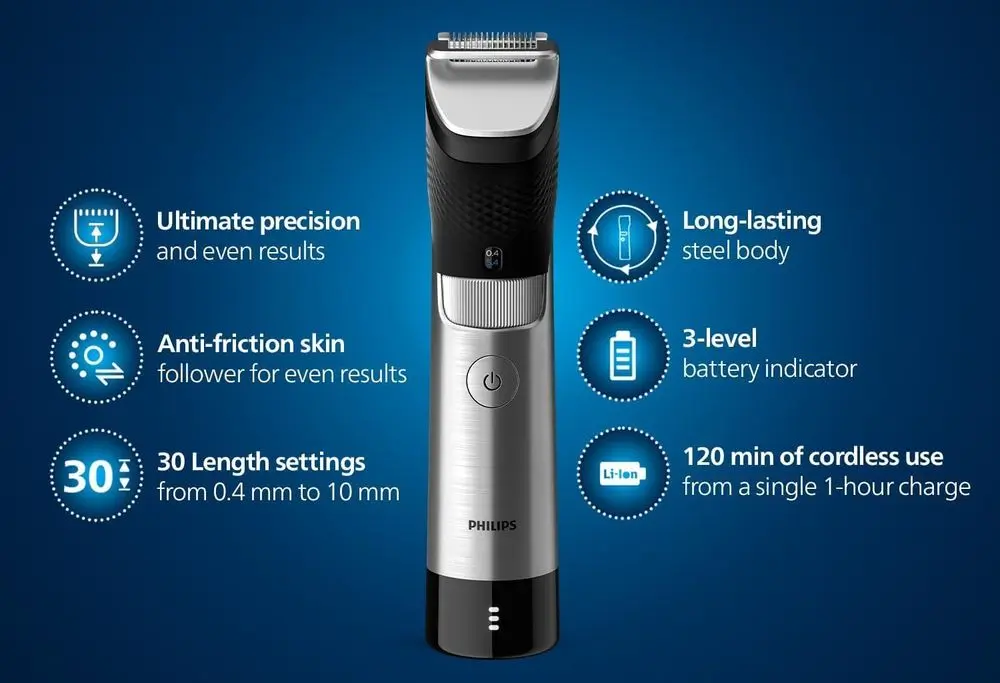 Philips 9000 Electric Beard Trimmer In Steel