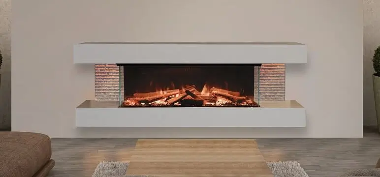 White Electric Log Burner Fire