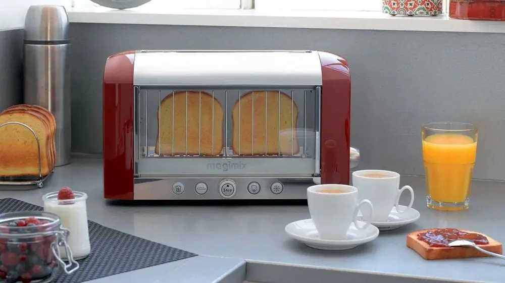 Wide Slot Toaster See Through In Red