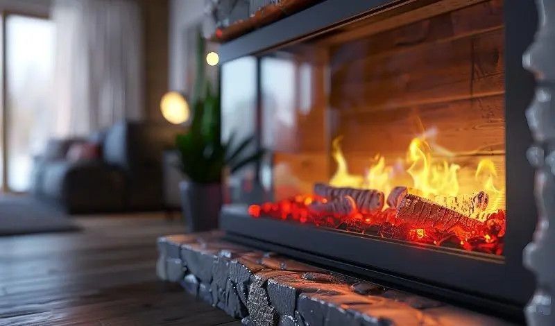 Electric Log Burner Fireplace Stone