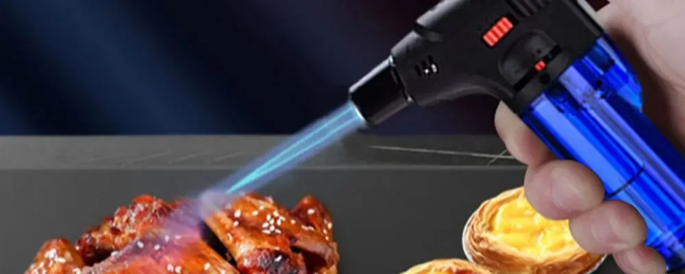 Small Blue Blow Torch On Food