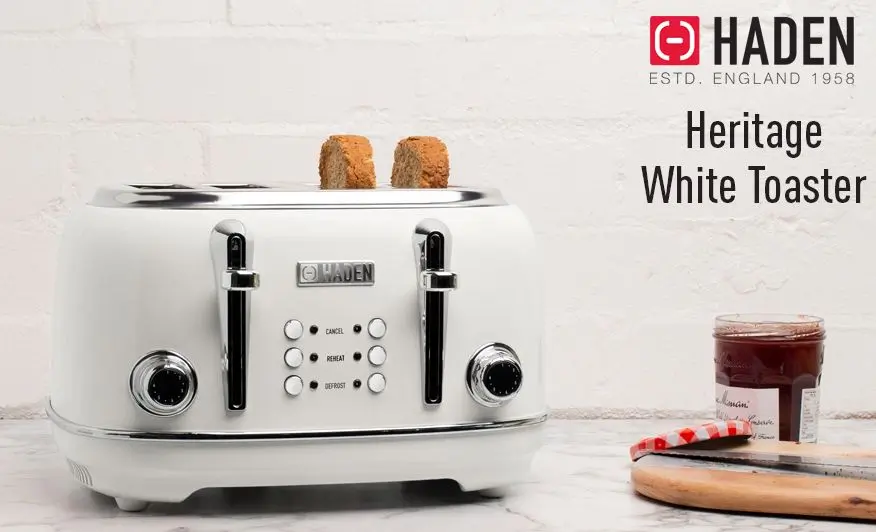 HADEN Wide Slot Toaster In White