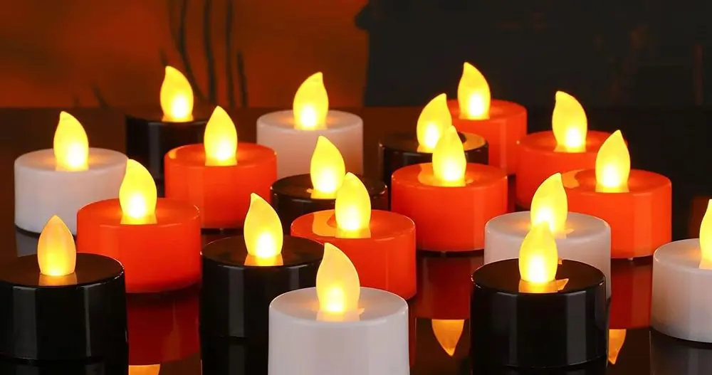 Super Bright LED Moving Flame Candles In Black Red