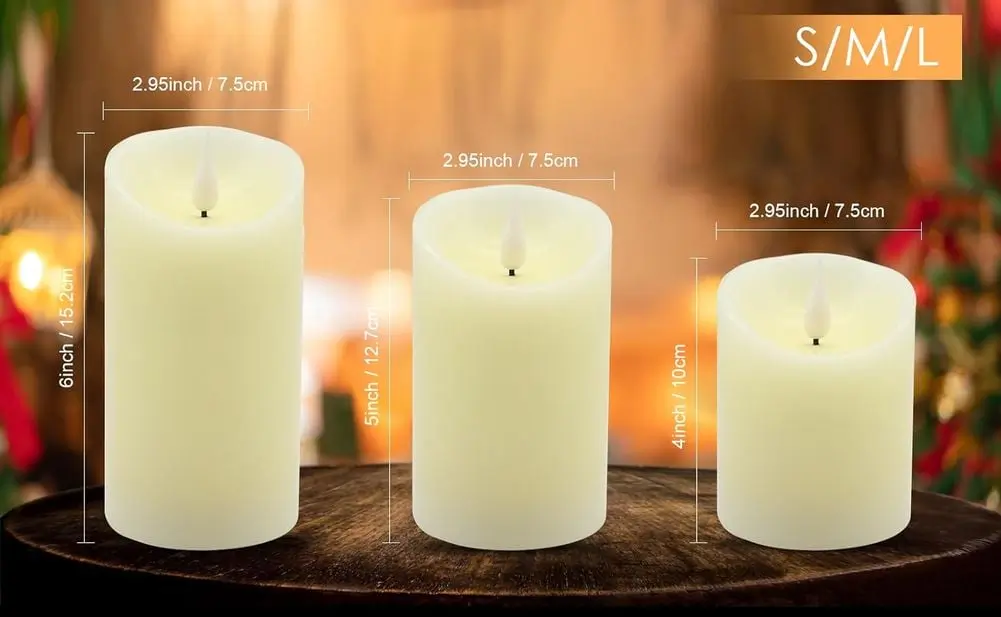 ALED LED Battery Candles Sizes x3