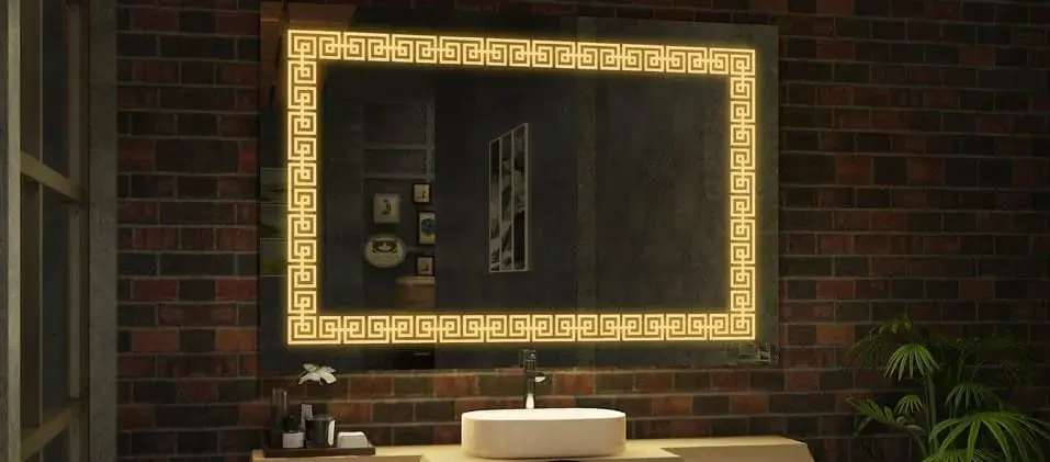 Backlit Bathroom Wall Mirror Gold Styled