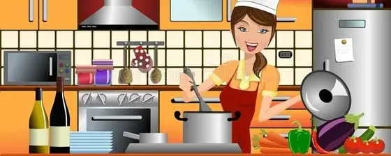 Vector Ceramic Slow Cooker Girl In Kitchen