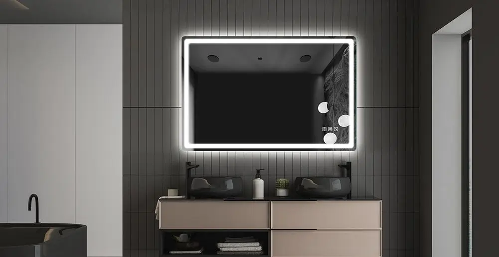 S'bagno Illuminated Wall Mirror White Border